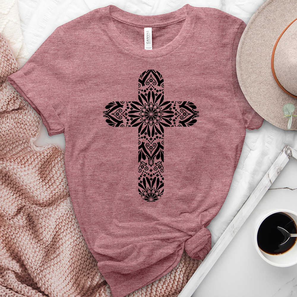 Mandala Cross Heathered Tee