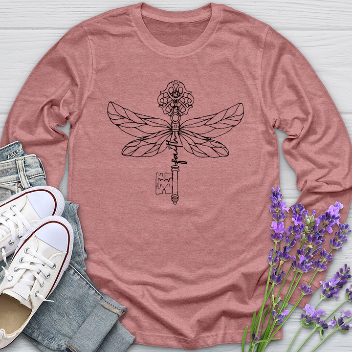 Faith Key Dragonfly Long Sleeve Tee