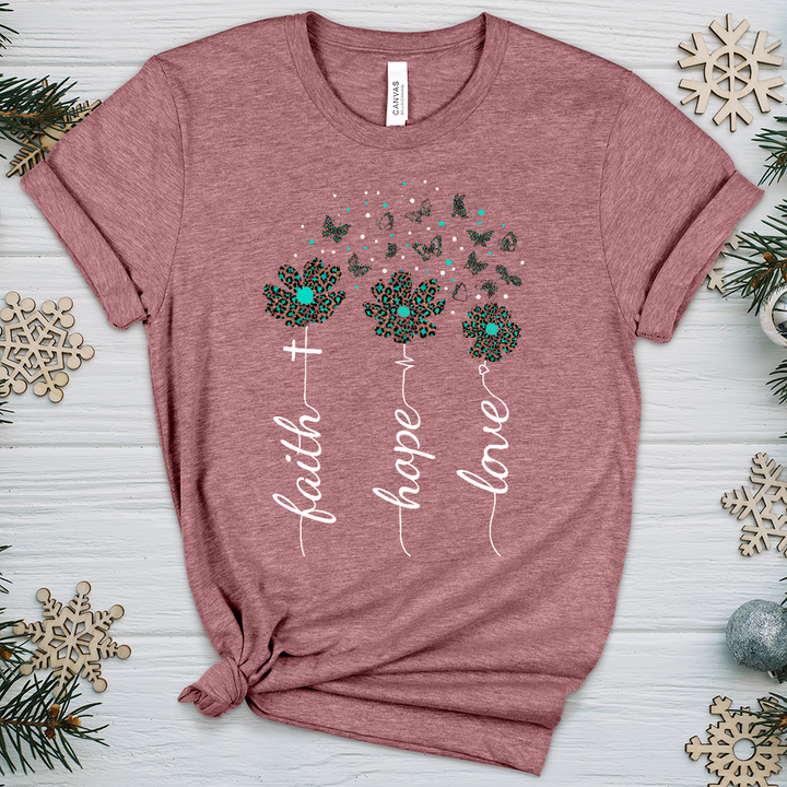 Faith Hope Love Floral V2 Heathered Tee