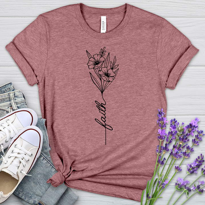 Faith Spring Flower Bouquet Heathered Tee