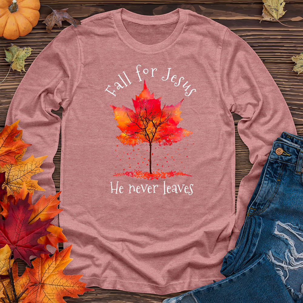 Watercolor Falling Leaves Long Sleeve Tee