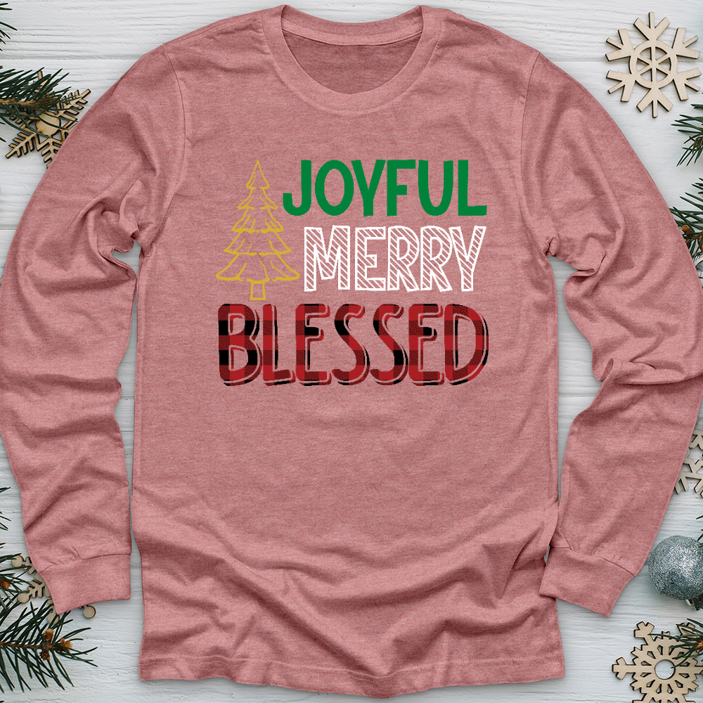 Joyful Merry Blessed Colored Long Sleeve Tee