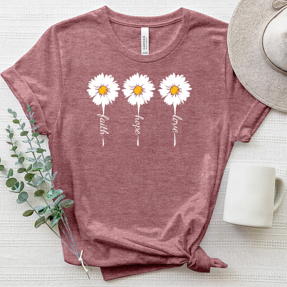 Faith Hope Love Retro Flower Heathered Tee