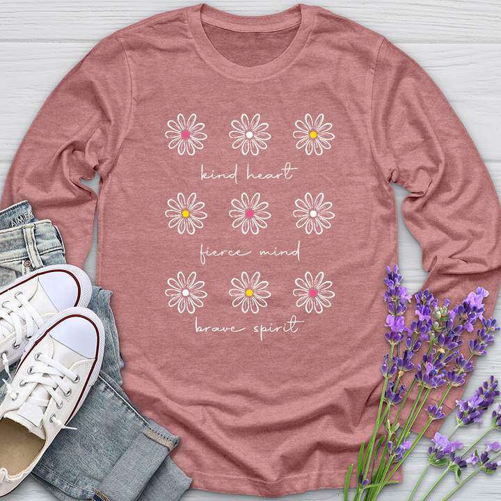 Kind Heart White Daisies Long Sleeve Tee