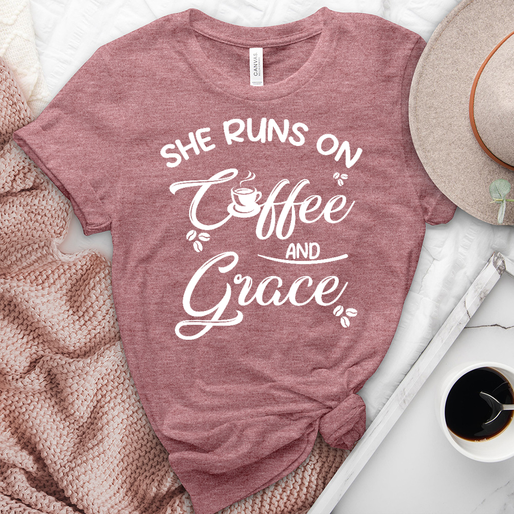 Runs On Grace Heathered Tee