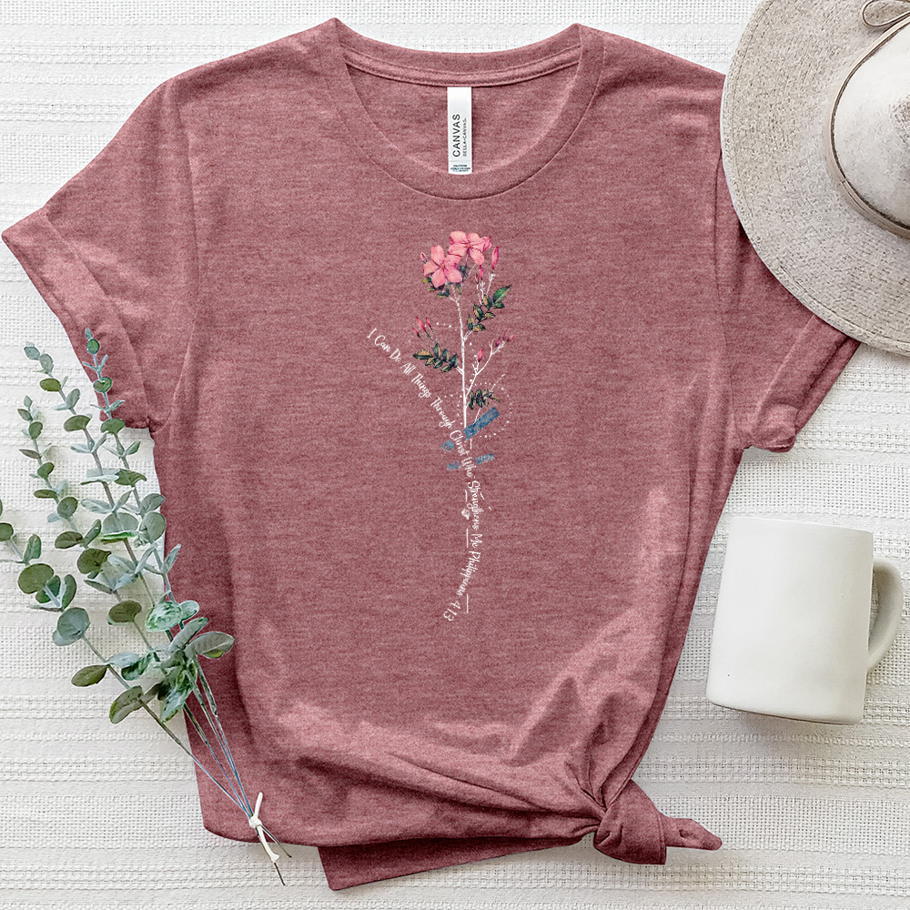 Philippians 4:13 Flower Heathered Tee