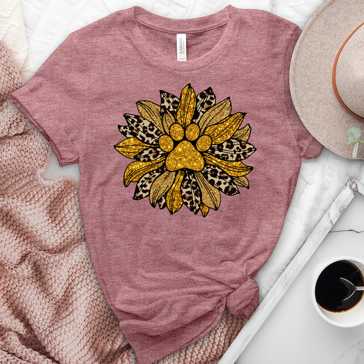 Paw print leopard sunflower heathered tee