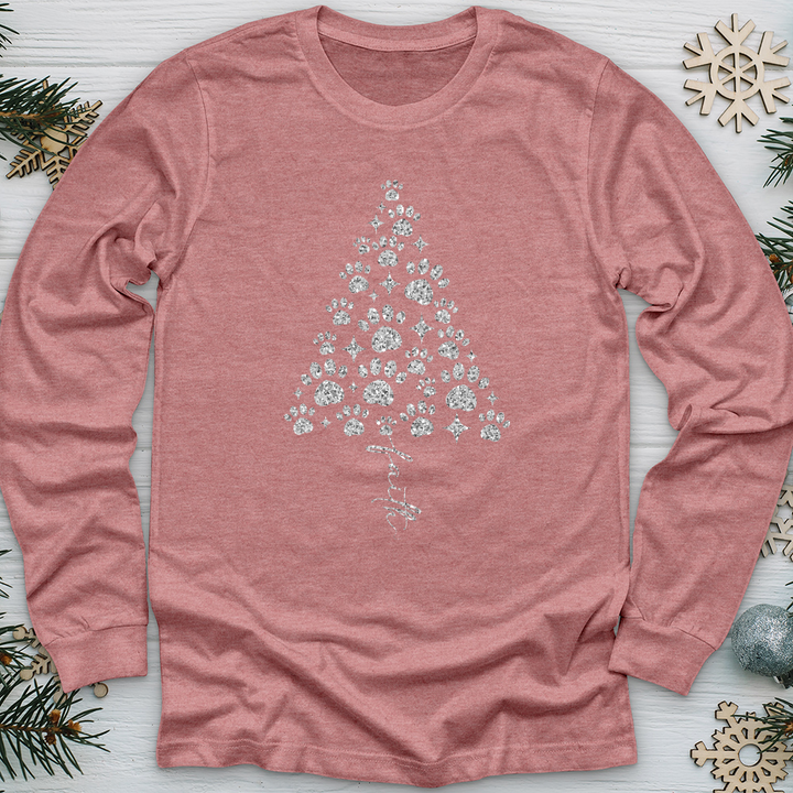 Paw Print Christmas Tree Long Sleeve Tee