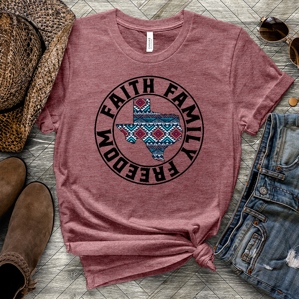 Faith Family Freedom TX Heathered Tee