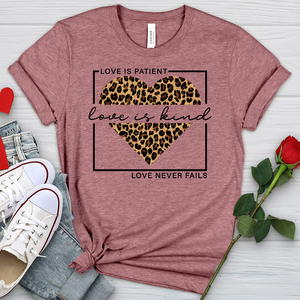 Love Leopard Heart Heathered Tee