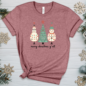 Etsy Snowman Pastel Tree Trio Heathered Tee