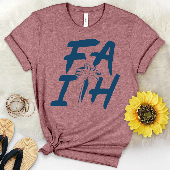 Faith Beach Print Heathered Tee