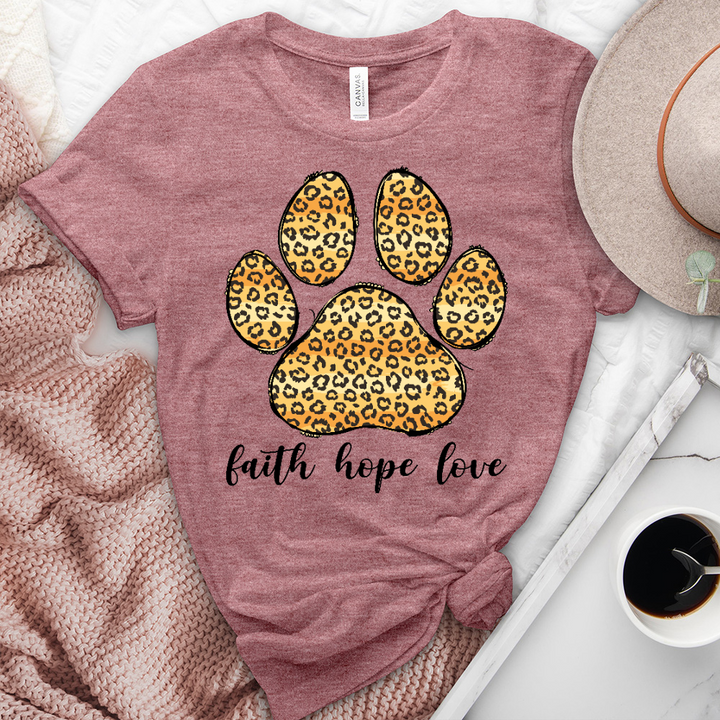 Bold Leopard Faith Paw Print Heathered Tee