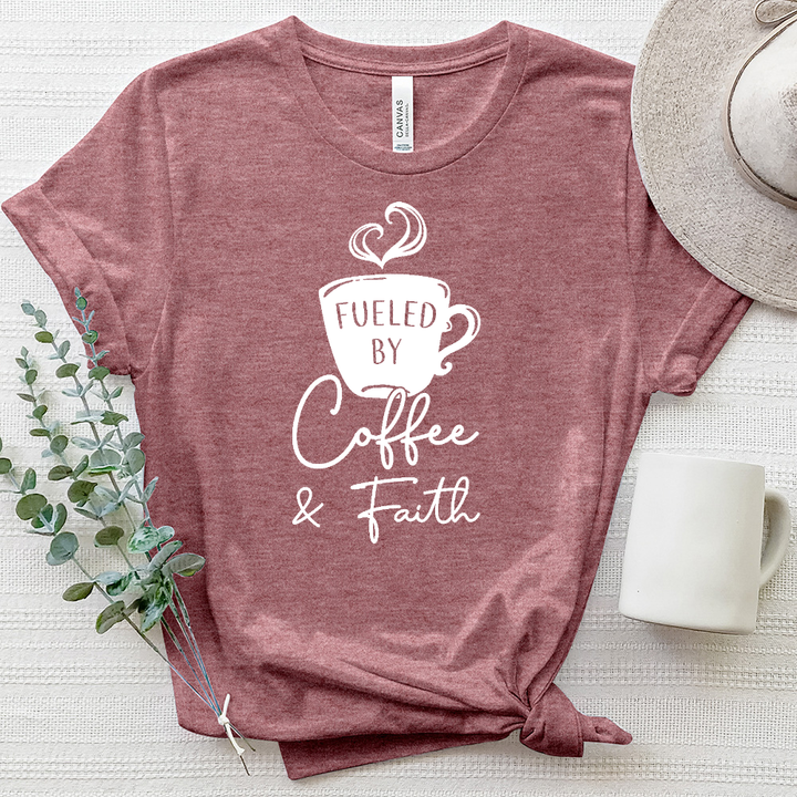 Fueled By Coffee And Faith Heathered Tee