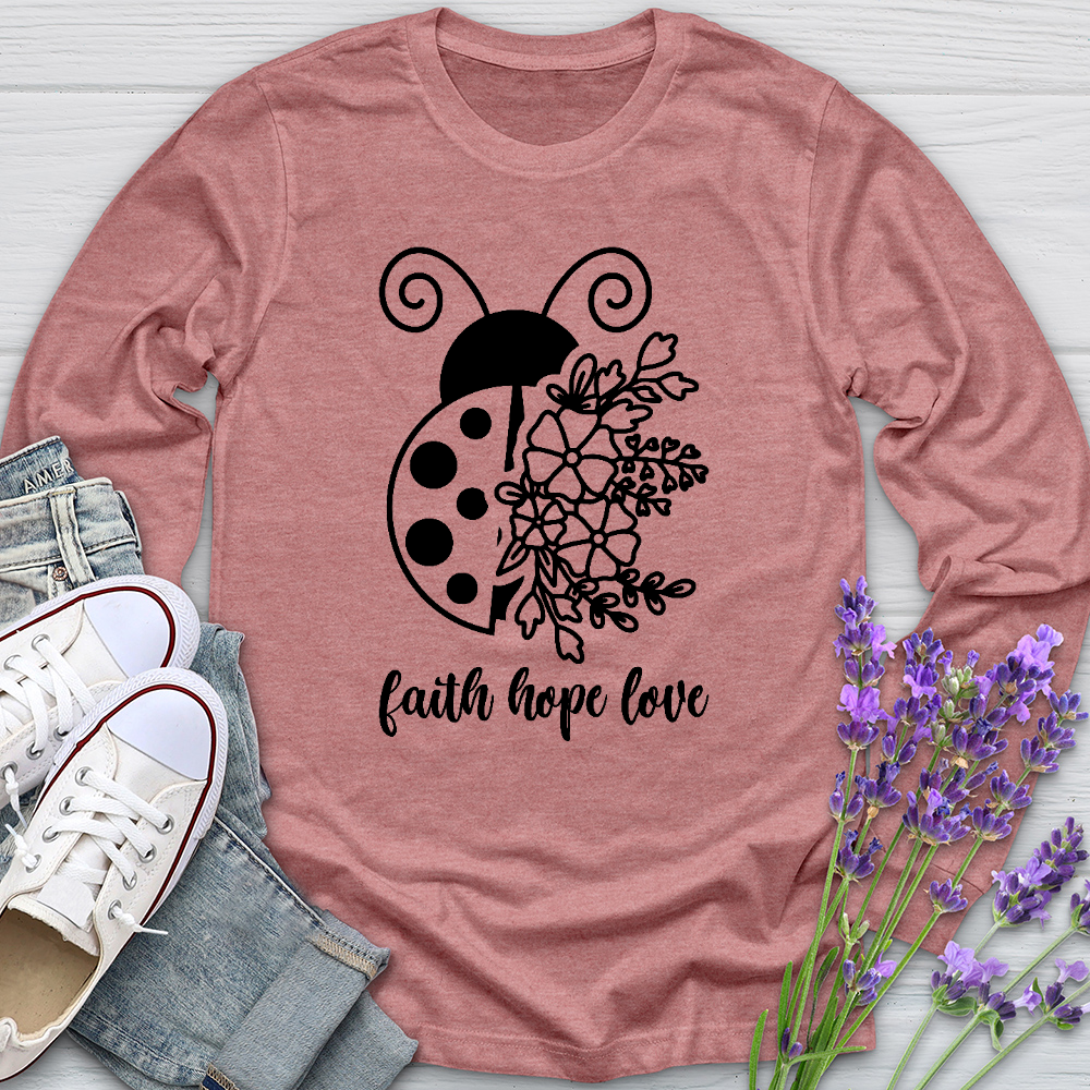 Faith Hope Love Ladybug Long Sleeve Tee