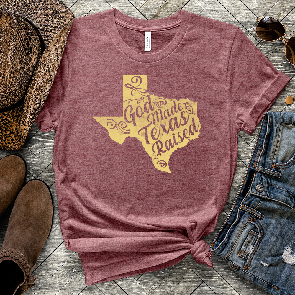 God Made Texas Raised Heathered Tee