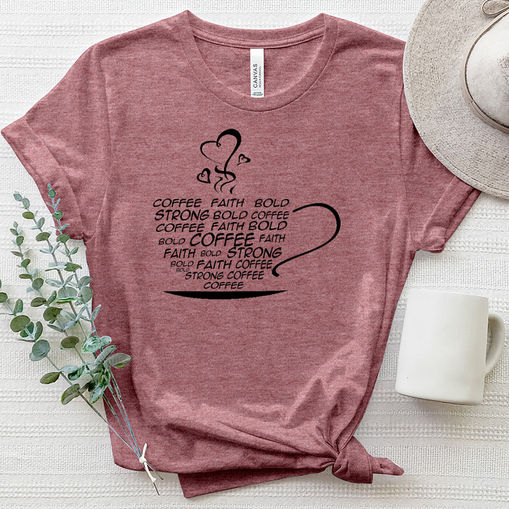 Coffee Cup Word Art Heathered Tee