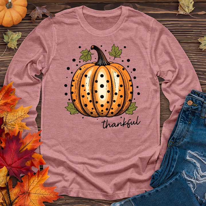 Thankful Spotted Pumpkin Long Sleeve Tee