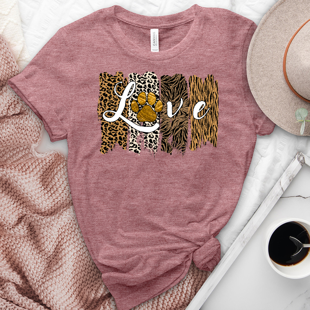 Leopard Love Paw Print Heathered Jersey Tee