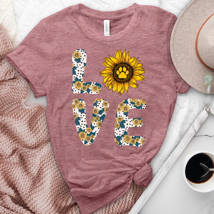 Love Floral Paw Print Heathered Tee