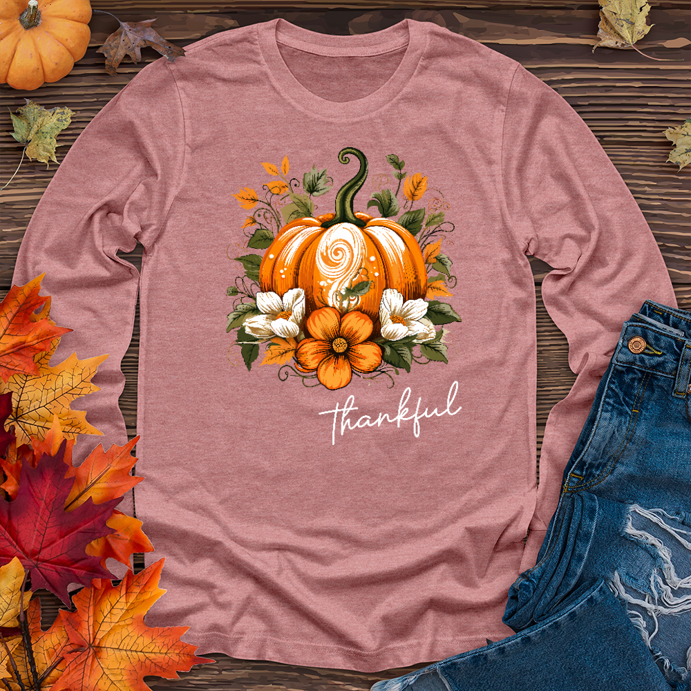 Thankful Foliage Pumpkin Long Sleeve Tee