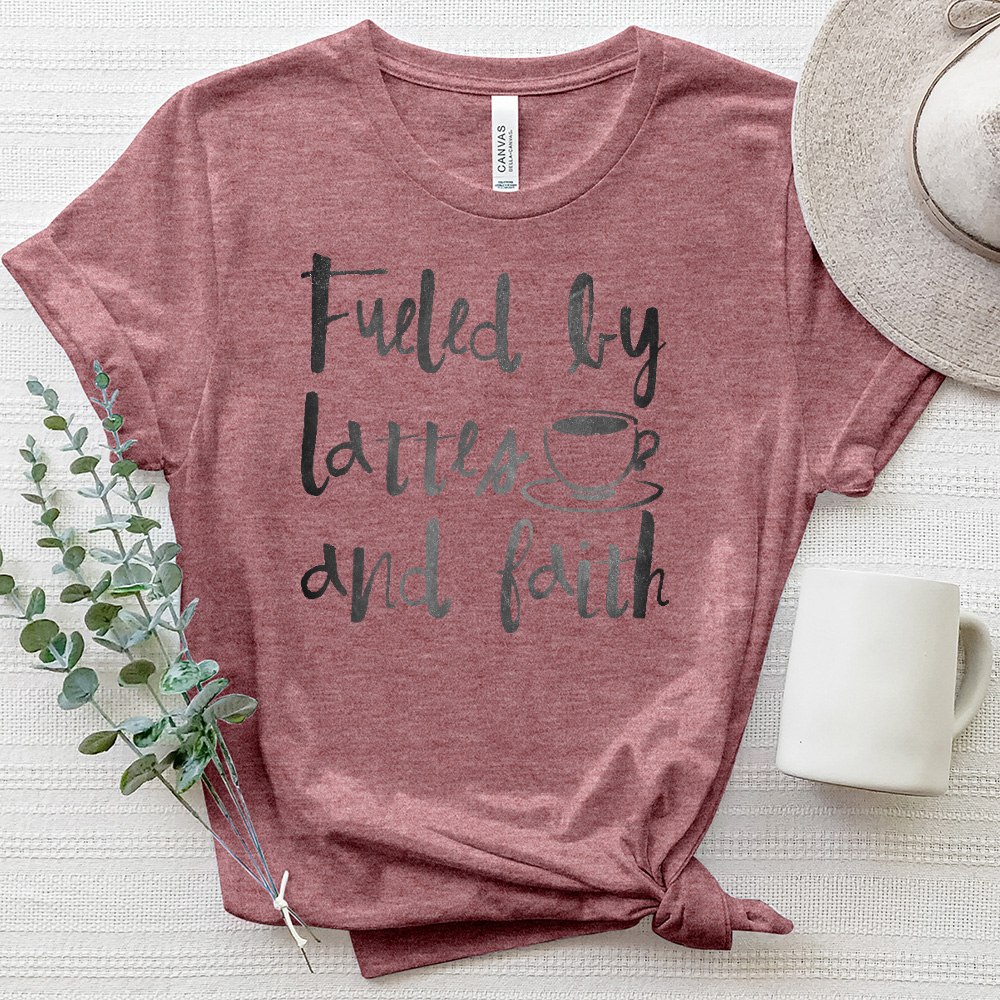 Fueled By Lattes And Faith Heathered Tee