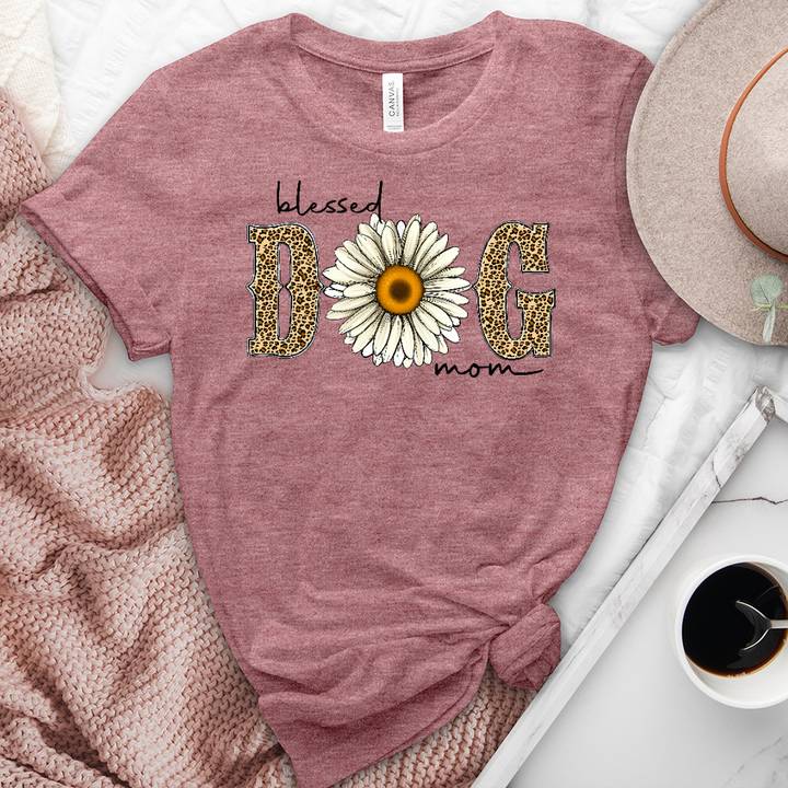 Leopard Blessed Dog Mom Heathered Tee