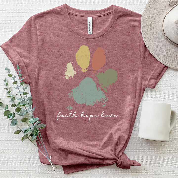 Faded Rainbow Paw Print Heathered Tee