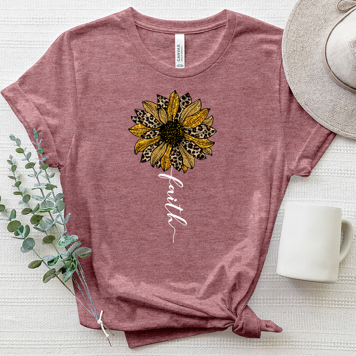 Faith Leopard Flower Stem Heathered Tee