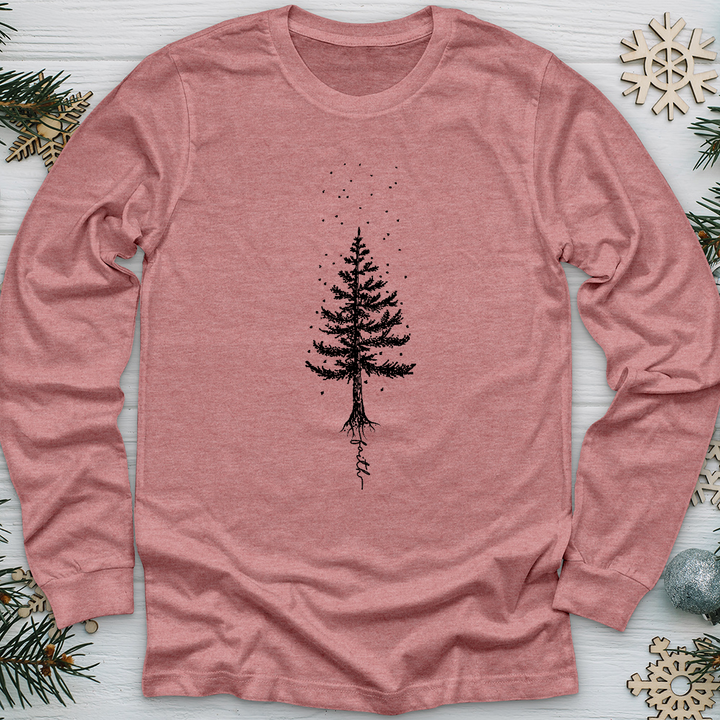 Rooted In Faith Pine Tree Long Sleeve Tee