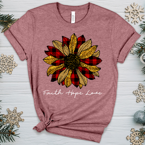 Christmas Patterned Flower Heathered Tee