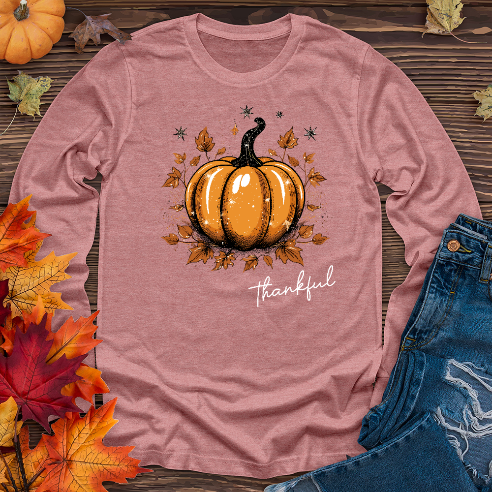 Sparkling Thankful Pumpkin Long Sleeve Tee