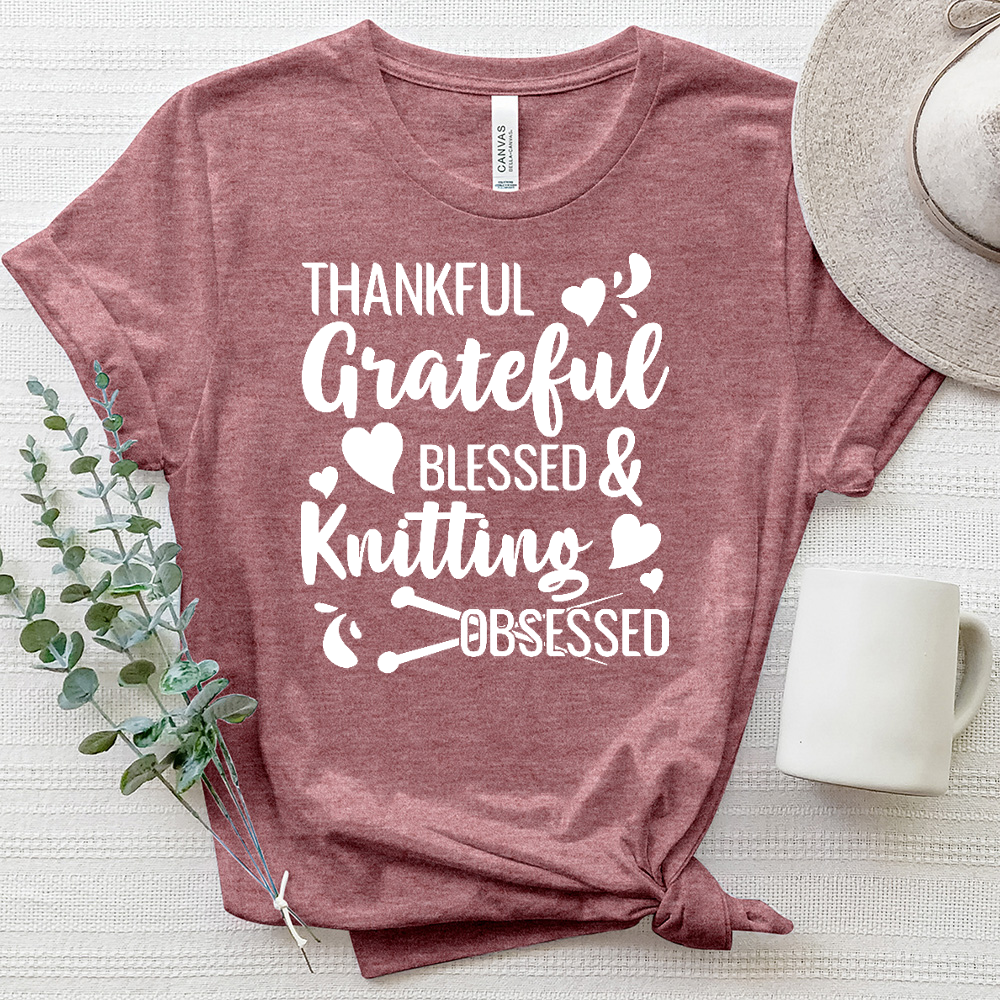 Thankful & Knitting Obsessed Heathered Tee