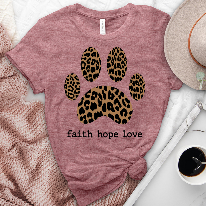 Leopard Paw Print Faith Heathered Tee