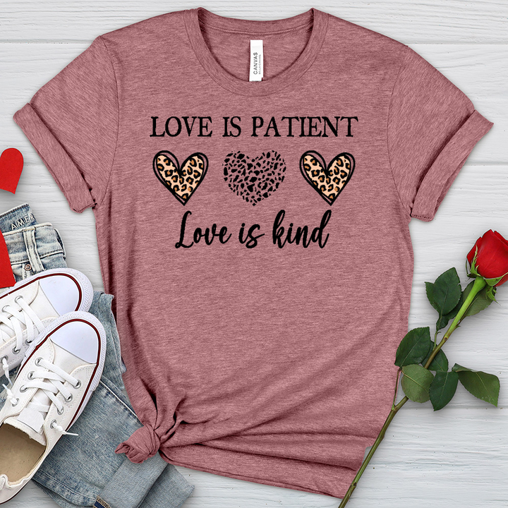 Love Is Patient 3 Hearts Heathered Tee