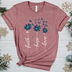 Faith Hope Love Floral V5 Heathered Tee