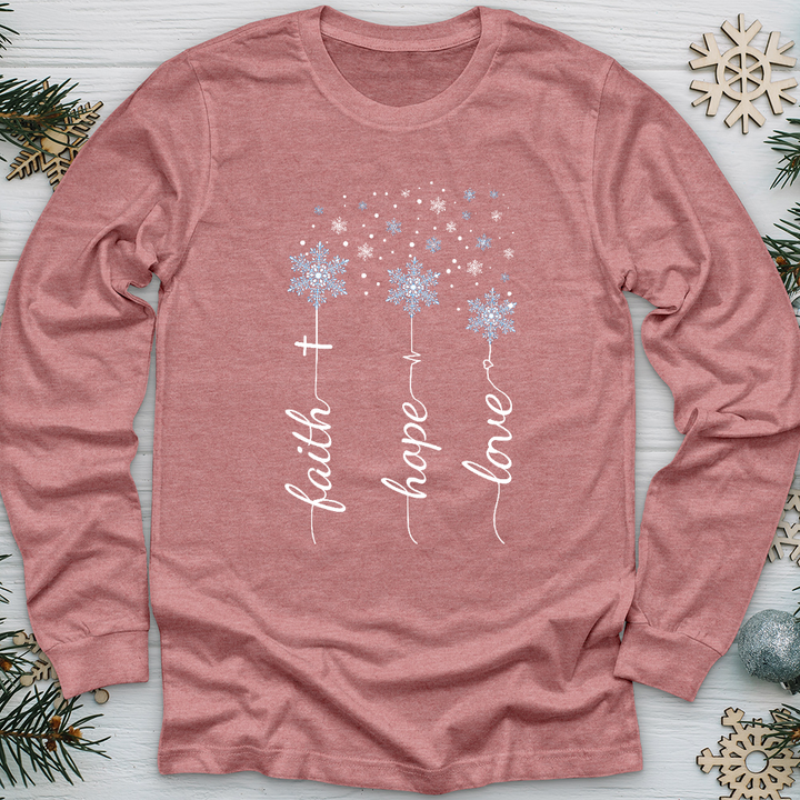 Faith Hope Love Snowflakes Long Sleeve Tee