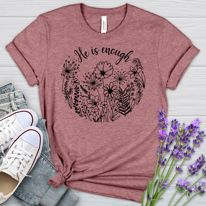 He Is Enough Wildflowers Heathered Tee