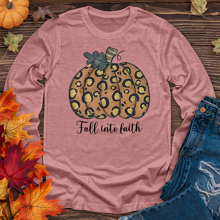 Fall Into Faith Gold Pumpkin Long Sleeve Tee