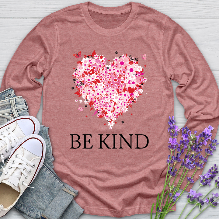 Be Kind Floral Heart Long Sleeve Tee