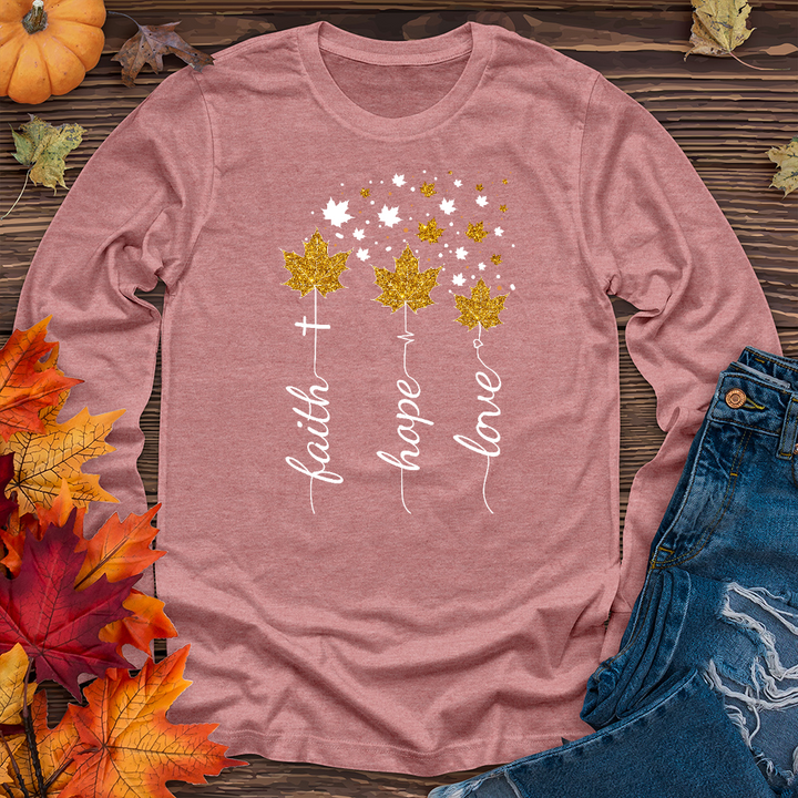 FHL Gold Faux Leaves Long Sleeve Tee