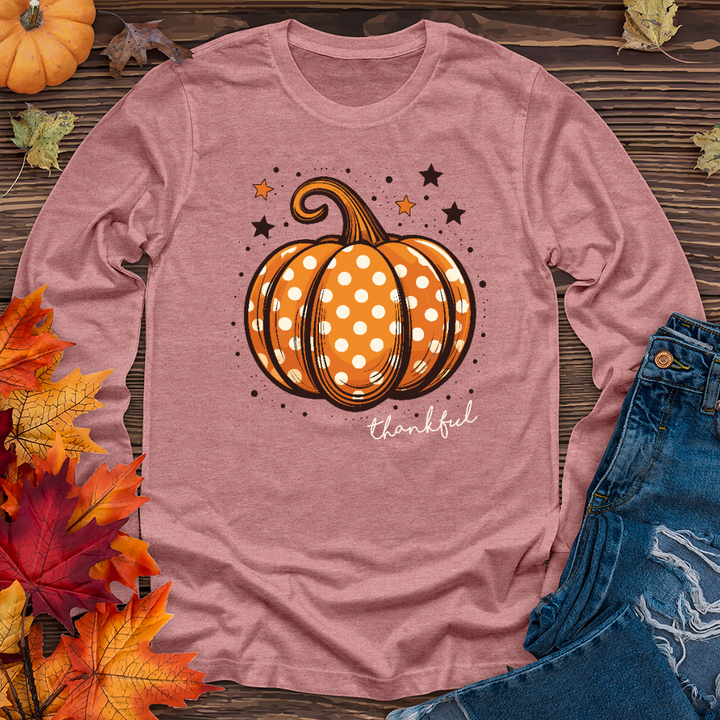 Thankful Dotted Pumpkin Long Sleeve Tee