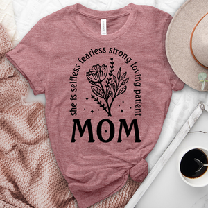 She Is Mom Flower Heathered Tee