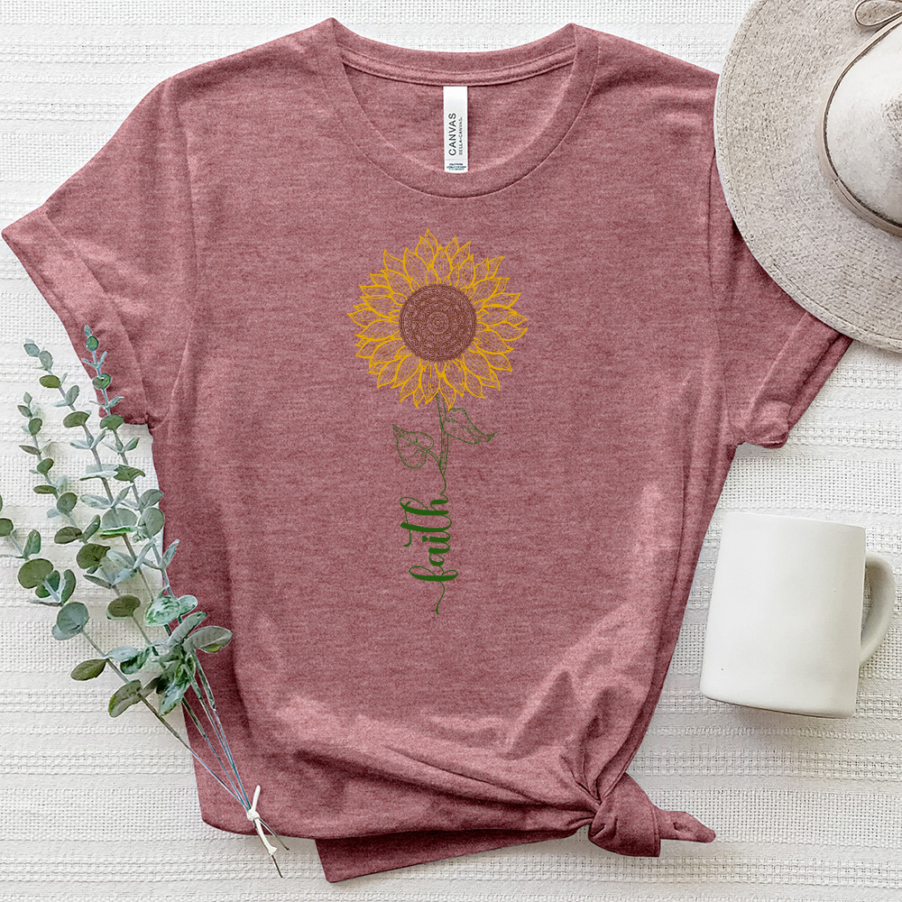 Mandala Faith Flower Stem Heathered Tee