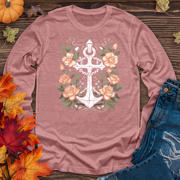 A simple anchor with flower Long Sleeve Tee