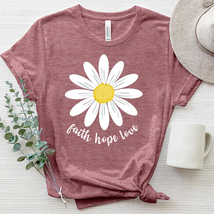 Faith Hope Love Summer Daisy Heathered Tee