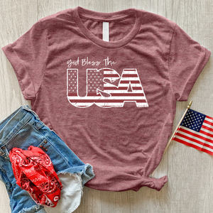 God Bless USA Faded Heathered Tee