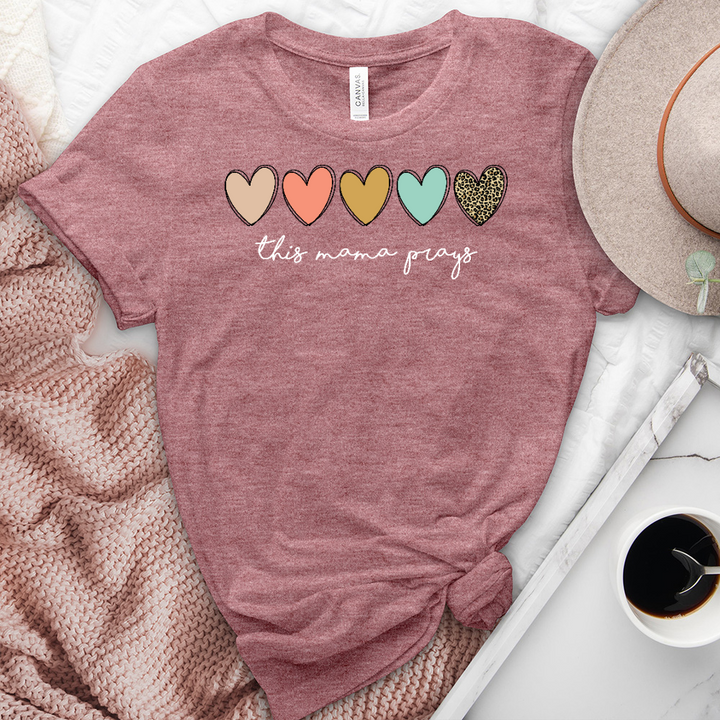 This Mama Prays Hearts Heathered Tee