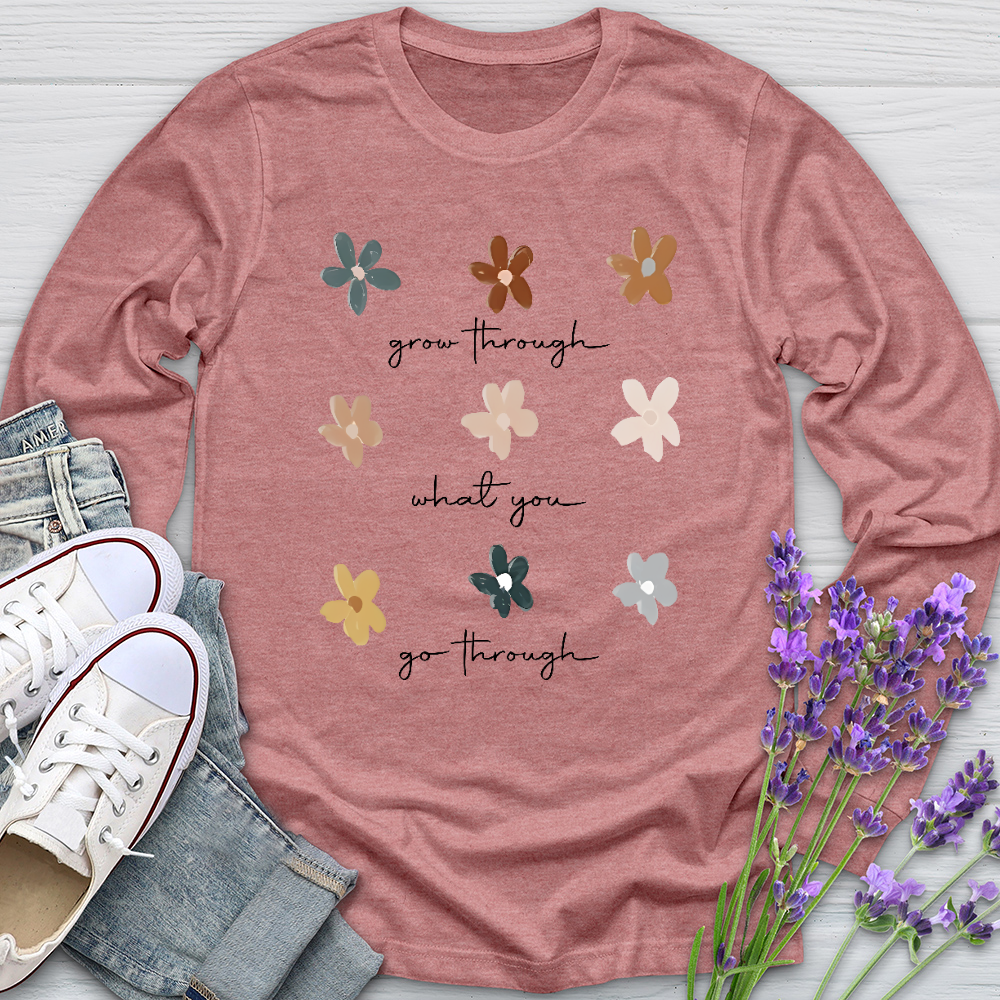 Grow Through Flower Pattern Long Sleeve Tee