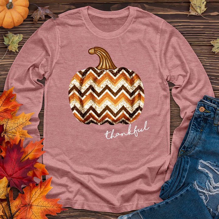 Thankful Sparkling Festive Pumpkin Long Sleeve Tee